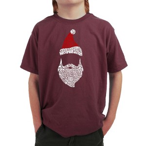LA Pop Art Boy's Word Art T-shirt - Santa Claus Maroon Small - 1 of 4