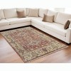 Ivory Red and Gold Wool Oriental Hand Knotted Area Rug With Fringe - 2 of 4