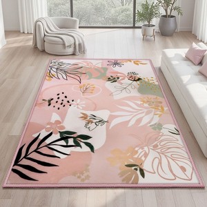 Joyfy Area Rugs for Living Room Non-Slip Washable Large Rug with Rubber Backing Soft Art Floral Carpet for Bedroom Kids Nursery Dining Room - 1 of 4