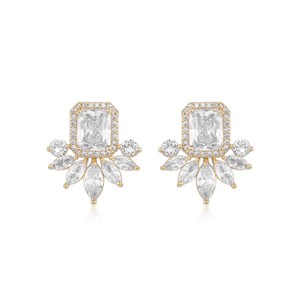 Shine Crystal 18k Gold Plated Stud Earrings - Ettika - 1 of 2