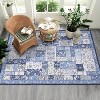 Washable Boho Area Rug for Living Room, Low Pile Vintage Plaid Carpet, Indoor Neutral Accent Rug for Bedroom or Home Office - 3 of 4