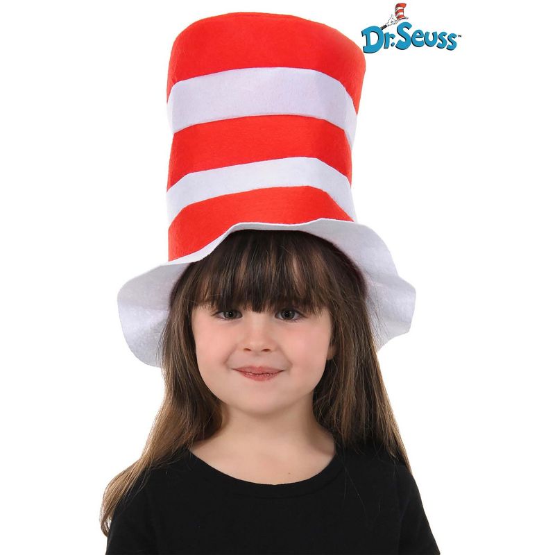 HalloweenCostumes.com    Dr. Seuss The Cat in the Hat Felt Red & White Striped Costume Hat for Kids, White/Red, 2 of 6
