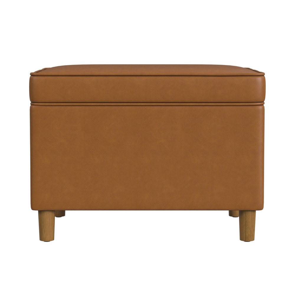 Photos - Pouffe / Bench 24" Dinah Storage Ottoman Carmel Faux Leather - HomePop