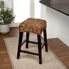JONATHAN Y Maui Rustic Bohemian Hyacinth/Wood Backless Bar Stool, Brown Wash Woven Seat with Natural Wood Frame - 2 of 4