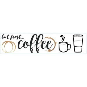 But First Coffee Quote Peel and Stick Wall Decal Black/Gold - RoomMates: Modern Vinyl Typography, Self-Adhesive Decor - 1 of 4