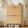 Fluted Shoe Storage Cabinet, Narrow Shoe Organizer with 2 Flip Drawers - 3 of 4