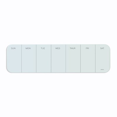 U Brands 20"x5.5" Glass Dry Erase Weekly Planner Board White Frosted Surface
