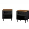 VYNXARIA Cabint with Grille Striped Doors, Mid Century cabint/NightstandS/TV stand, Bedside Table with Slatted Drawer Decor - 4 of 4