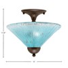 Toltec Lighting Any 2 - Light Flush Mount in  Bronze with 12" Teal Crystal Shade - 2 of 2