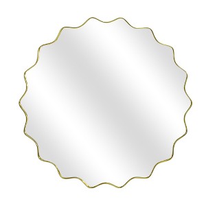 Beautyolove 23.5 in. W x 23.5 in. H Round Sunburst Wall Mirror Scalloped Decorative Mirror Framed in Gold - 1 of 4