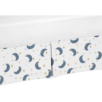 Sweet Jojo Designs Boy or Girl Gender Neutral Unisex Baby Crib Bed Skirt Bear and Moon Blue and Gold