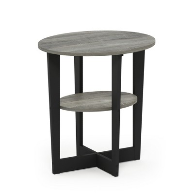 Furinno JAYA Oval End Table, Side Table, Nightstand, French Oak/Black
