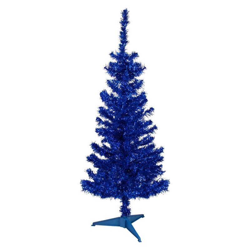 Northlight 4' Blue Artificial Tinsel Christmas Tree, Unlit, 1 of 5