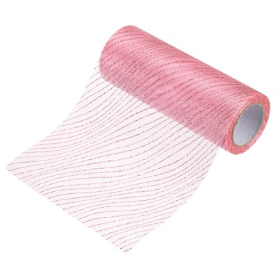 Unique Bargains Sheer Nylon Glitters Wave Mesh Decorative Ribbon Trim 6 Inch 10 Yards