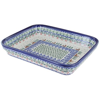 Blue Rose Polish Pottery 149 Vena Medium Rectangular Baker