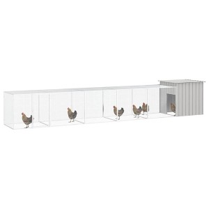 vidaXL Large Galvanized Steel Chicken Cage - Spacious Outdoor Chicken Enclosure with Convenient Extension, Gray - 1 of 4