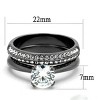 Slickblue Women’s Stainless Steel Ring, Clear CZ Center Stone, Pave Fashion Ring, Light Black, Sizes 5-10 - 2 of 4