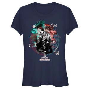 Juniors Womens Marvel Doctor Strange in the Multiverse of Madness Wanda and Strange Glitch T-Shirt - 1 of 4