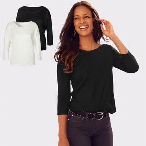 Women's 2 Pack 3/4 Sleeve Tops - LASCANA - 1 of 4