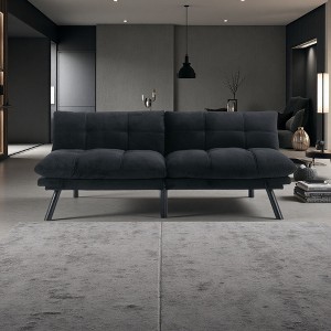 Leather-Look 2-Seater Convertible Sofa Bed with Adjustable Arm & Backrest - 1 of 4