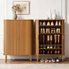 TiramisuBest 31.5" Shoe Storage Cabinet with Sliding Door, Shoe Cabinet with 6 Shelves,Freestanding Shoe Rack for Entryway, Hallway,Walnut - 2 of 4