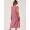 INSPIRE CHIC Women's Summer Plaid Sleeveless Square Neck Babydoll Casual with Pockets Midi Dress - 4 of 4