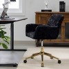 Artificial Rabbit Fur Home Office Chair, Adjustable Swivel Desk Chair with Gold Metal Base and Wheels – The Pop Home - 3 of 4