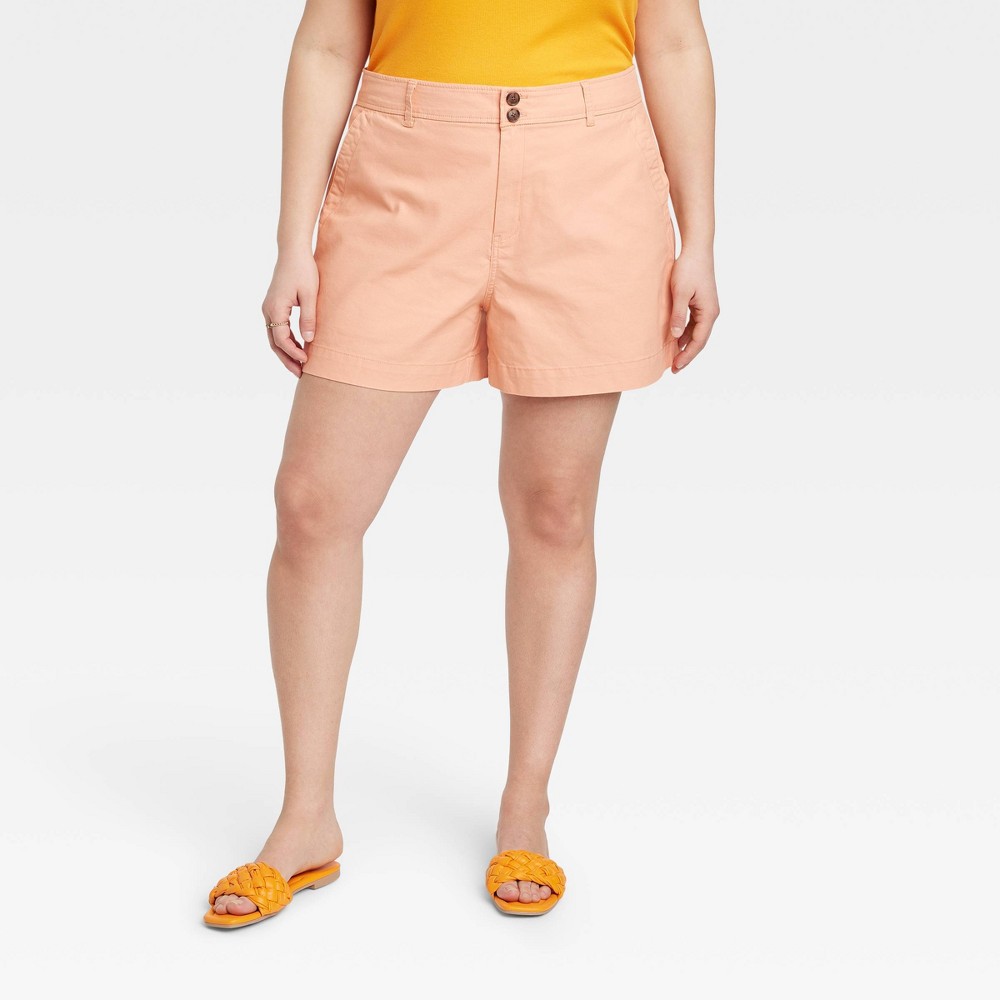 Women's High-Rise Everyday Shorts - A New Day™ Peach Orange 2