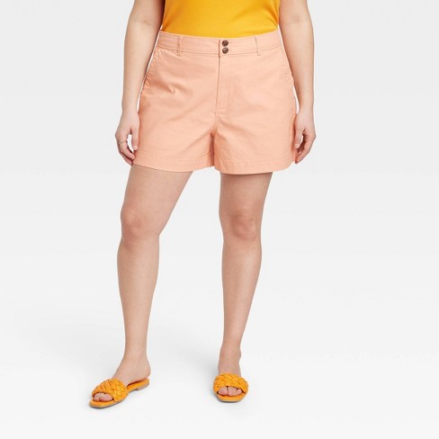 Women's High-rise Everyday Shorts - A New Day™ Peach Orange 24 : Target
