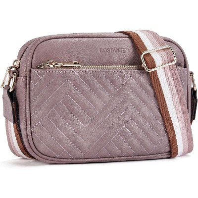 Quilted Crossbody Bags for Women Vegan Leather Purses Small Shoulder Handbags with Wide Strap