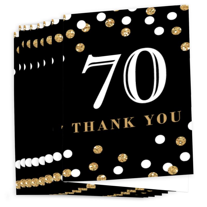 Big Dot of Happiness Adult 70th Birthday - Gold - Birthday Party Thank You Cards (8 count), 2 of 7