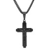 Steeltime 24" black ip stainless steel cross with simulated black diamonds pendant - 2 of 4