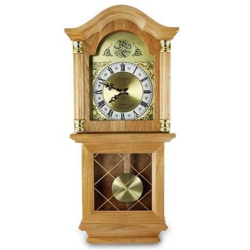 Bedford Clock Collection Classic 26 Inch Wall Clock In Golden Oak Finish Target