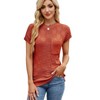Womens Summer Tops Casual Crewneck Knit Short Sleeve Sweater Loose Fit Lightweight Shirts - 2 of 4