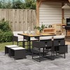 vidaXL Patio Dining Set with Cushions Table and Chairs Outdoor Poly Rattan - Black and Cream Wood 8-Piece - 2 of 4