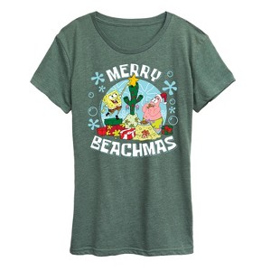 Women's - SpongeBob SquarePants - Merry Beachmas Short Sleeve Graphic T-Shirt - 1 of 4