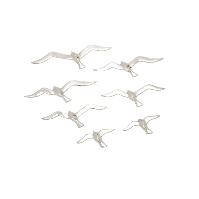 Set of 7 Aluminum Bird Floating Flock of Wall Decors Silver - Olivia &#38; May, 5 of 7