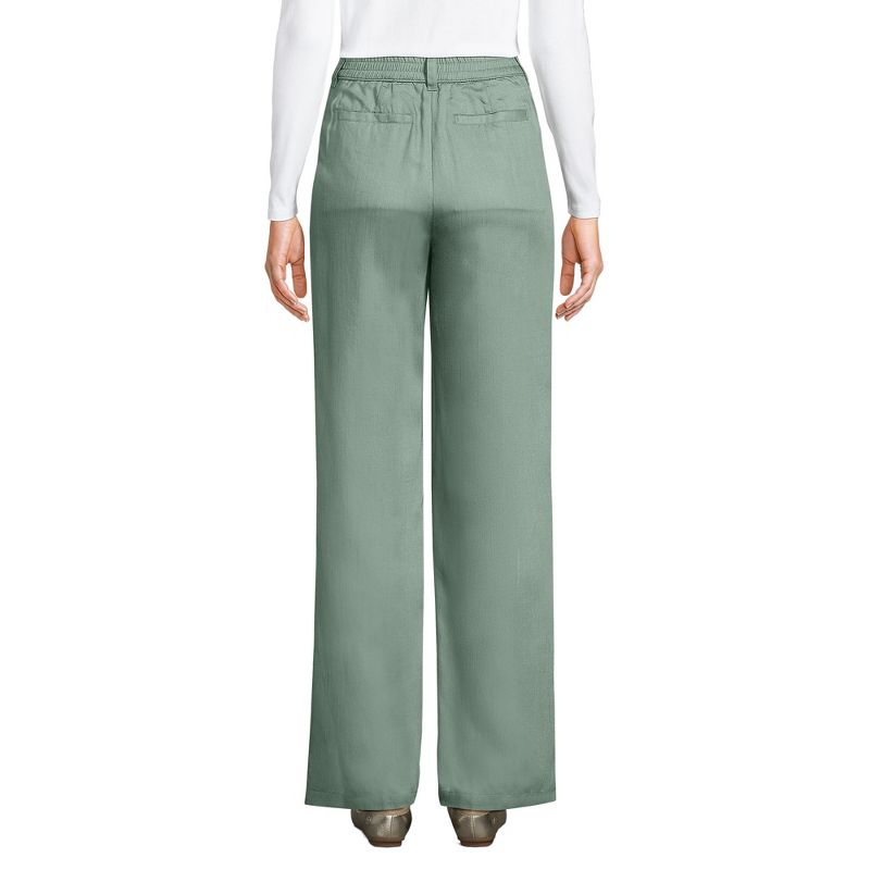 Lands' End Women's High Rise Elastic Back Pleated Wide Leg Pants made with TENCEL Fibers, 2 of 5