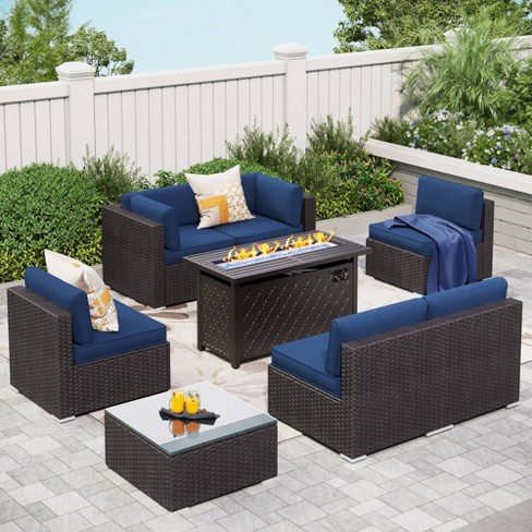 7pc Outdoor Rattan Wicker Furniture Set - Captiva Designs