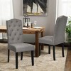 Costway Set of 2 Tufted Dining Chair Upholstered Nailhead Trim Rubber Wooden Leg - 2 of 4