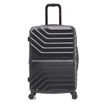 InUSA Aurum Lightweight Hardside Medium Checked Spinner Suitcase - Black