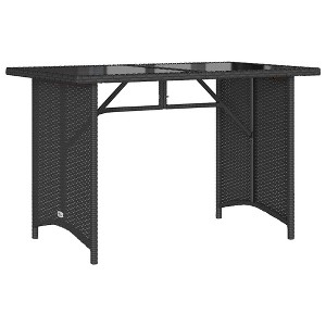 vidaXL Garden Table Black Poly Rattan, Tempered Glass, Powder-Coated Steel - 1 of 4