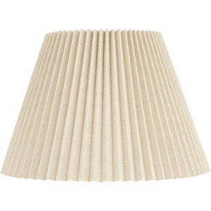 Springcrest 10 1/2" Top x 19" Bottom x 12 1/2" High x 12 1/2" Slant Lamp Shade Replacement Large Beige Empire Modern Linen Pleated Spider Harp Finial - 1 of 4