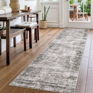 Homhougo 2x8,Runner Rug Soft Vintage Distressed Washable Rug Runners for Hallways Non-Slip Kitchen Runner Low Pile Retro Abstract Taupe - 1 of 4