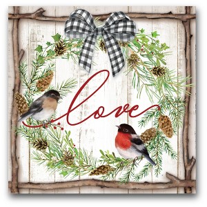 Courtside Market Love Pinecone Wreath 16x16 Gallery-Wrapped Canvas - 1 of 4