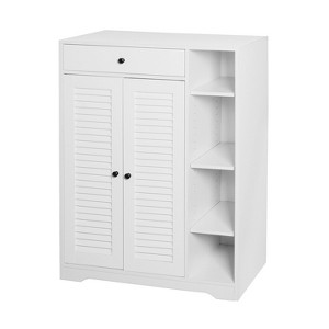 TiramisuBest Wooden Shoe Cabinet for Entryway, White Shoe Storage Cabinet with 3 Flip Doors 20.94x9.45x43.11 inch - 1 of 4