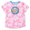 DC Comics Justice League Wonder Woman Little Girls Pajama Shirt and Pants Sleep Set Tie Dye Pink 5-6 - 2 of 4