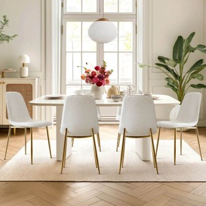 Armless Dining Chair Set Of 6 With Gold Metal Legs,Linen Dining Chair for Dining Room,Kitchen Chair,Farmhouse Funiture-Tanpinhause - 1 of 4