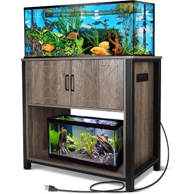 MaseiKar 40 Gallon Tank Holder with Cabinets and Power Outlet, Heavy Duty Metal Aquarium Bracket for 40-50 Gallon Vivarium, Double Terrarium Holder