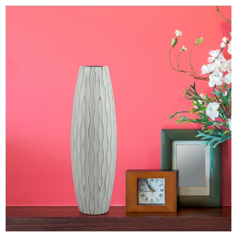 Medium Decorative Textured Wood Vase Pale Blue - Stonebriar Collection, 4 of 8